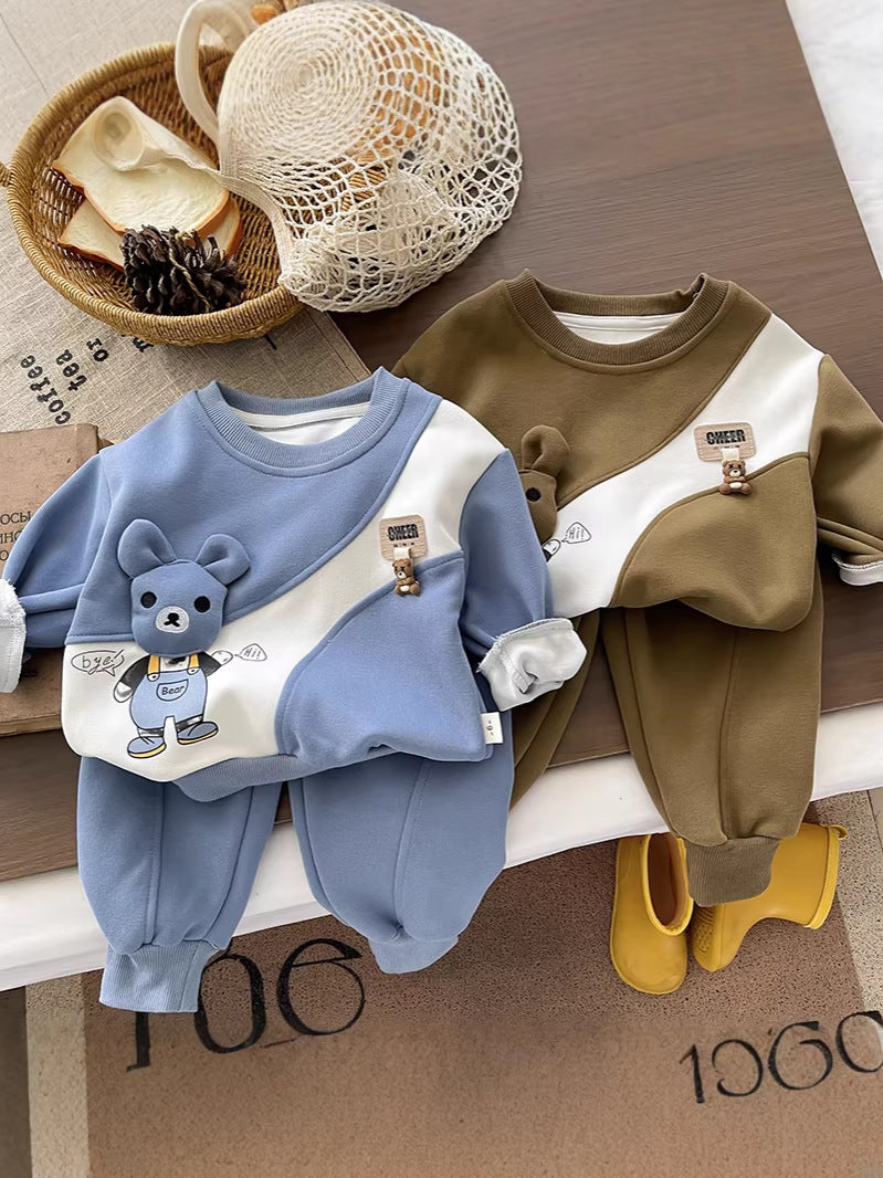 Children's Western Style Cartoon Long-sleeved Sweater Two-piece Children's Suit