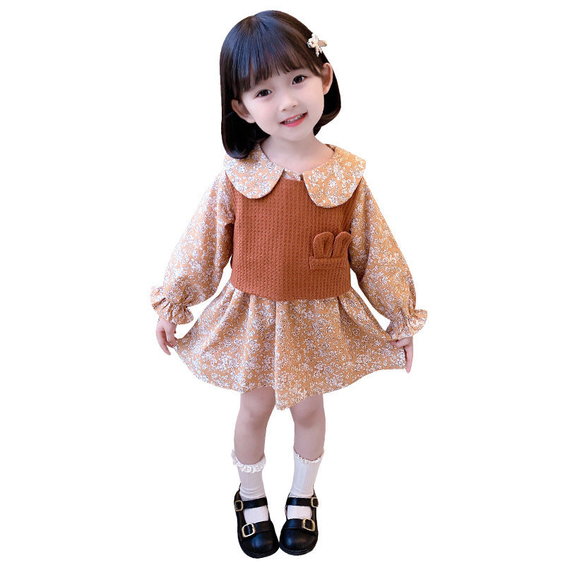 Children's Wool Vest Rabbit Ears Cotton Dress Little Two Children's Suit