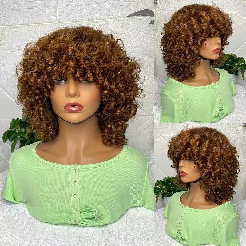 Women's Straight Bangs Small Fiber Chemical Front Wig Short Curly Hair