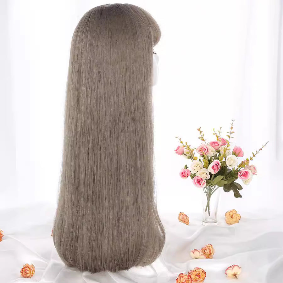 Inner Buckle Big Scalp Sheath Female Long Straight Wig