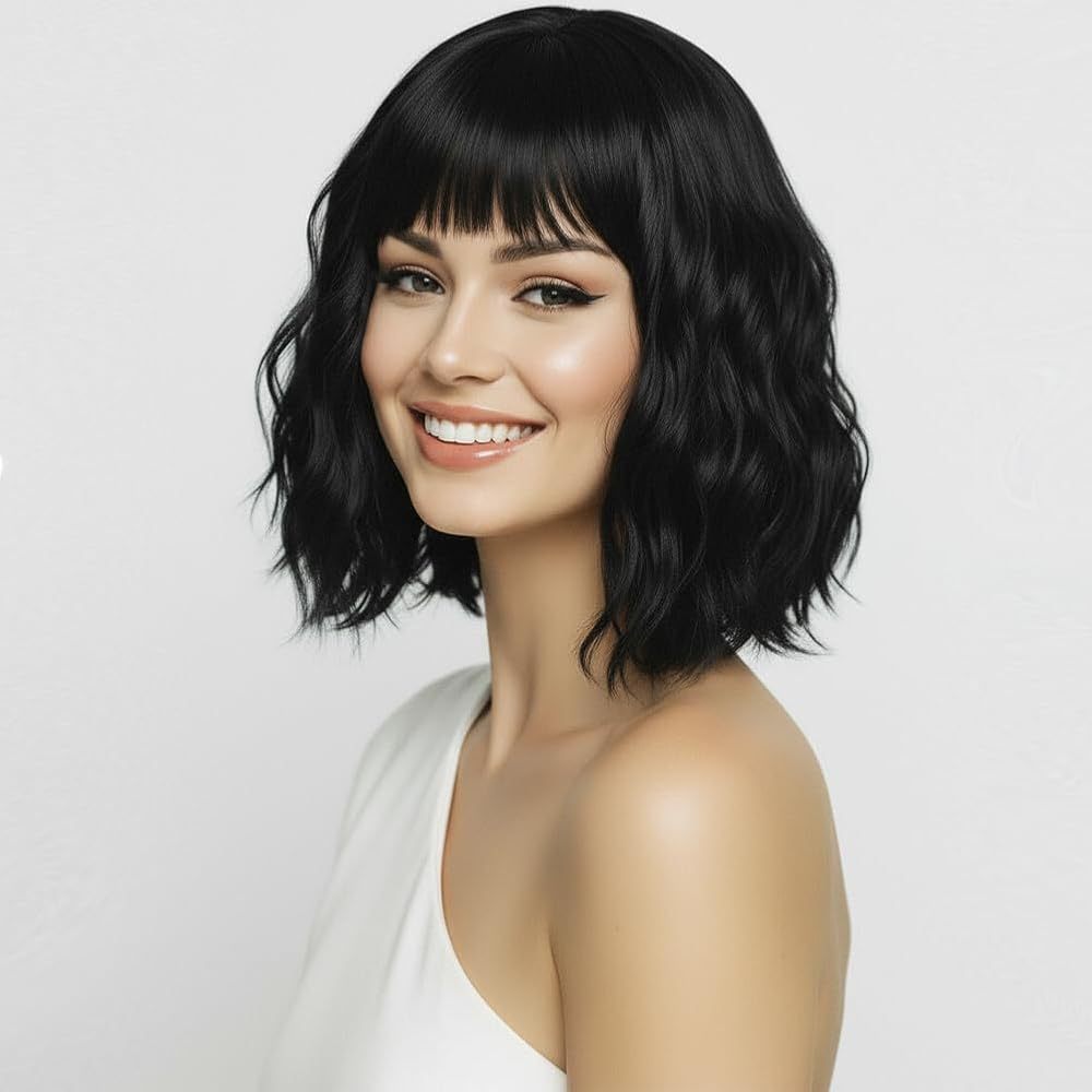 Female Simulation Human Highlight Gradient Chemical Wig Short Curly Hair