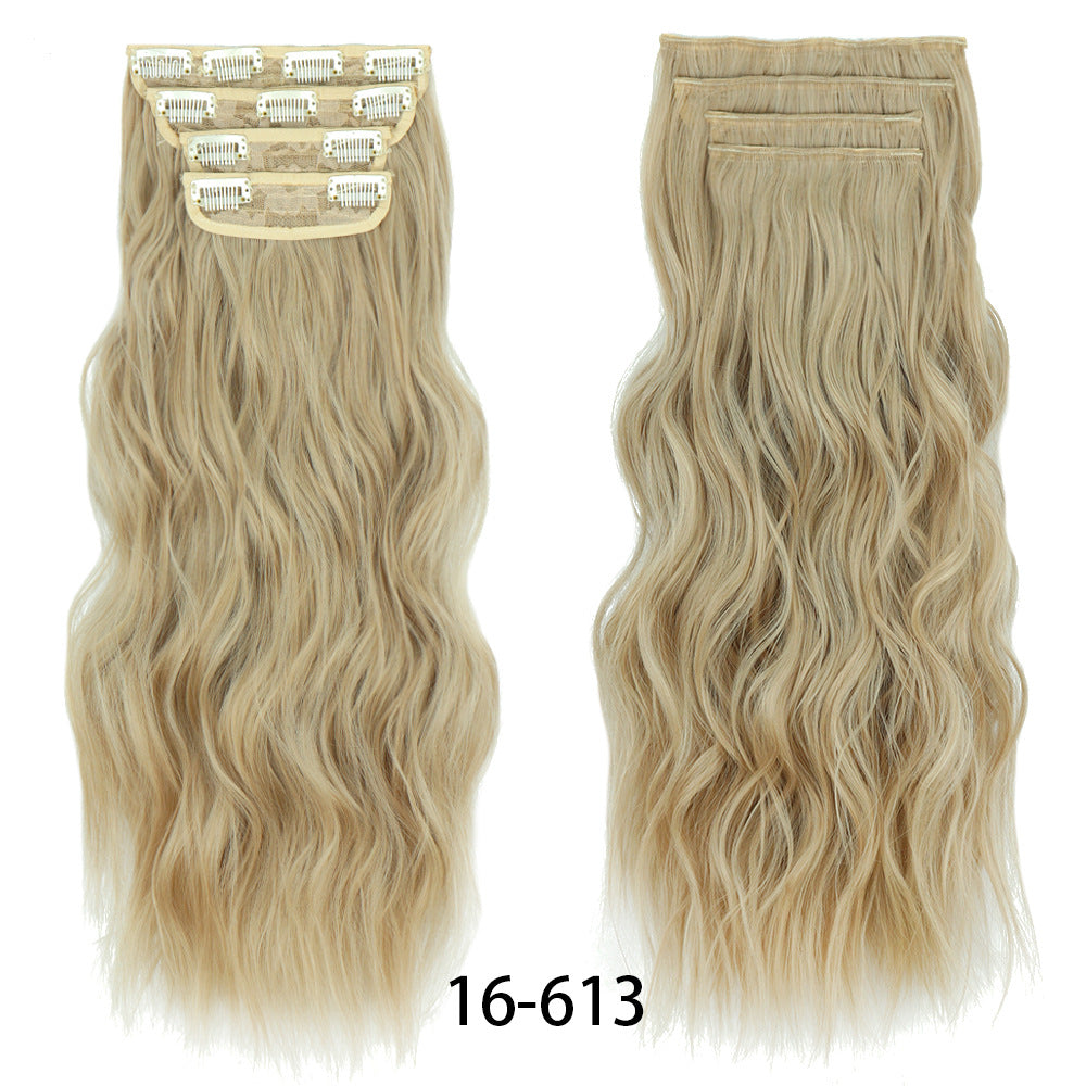 Long Curly Hair Set Hairpiece Clip Big Wave Wig