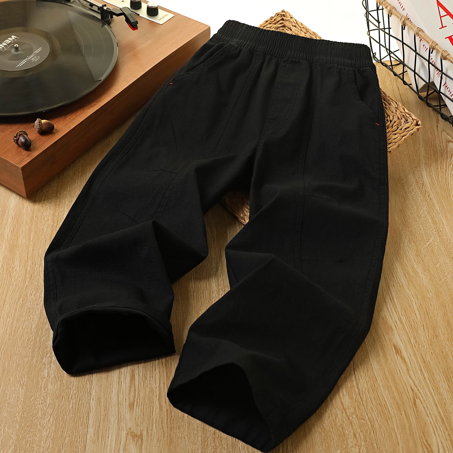 Children's Straight Casual Summer Cotton Linen Trousers P Children's Pants