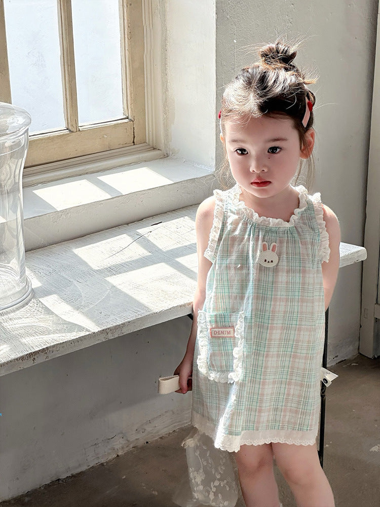Skirt Summer Lace Vest Western Style Cute Children's Dress