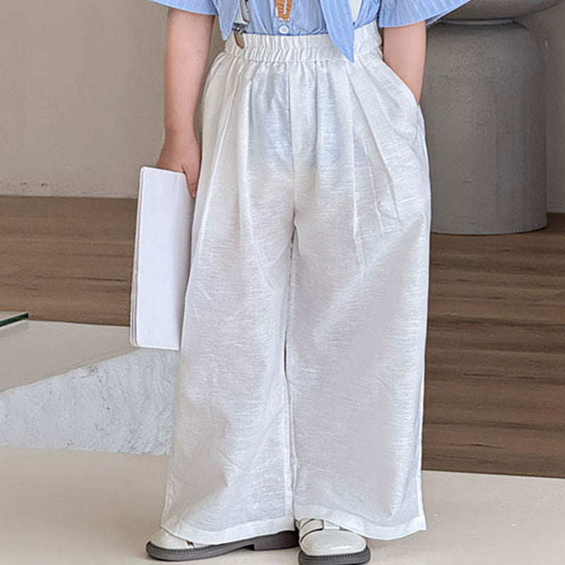 Children's Set Summer Blue Striped Outfit Performance Clothes Children's Shirt