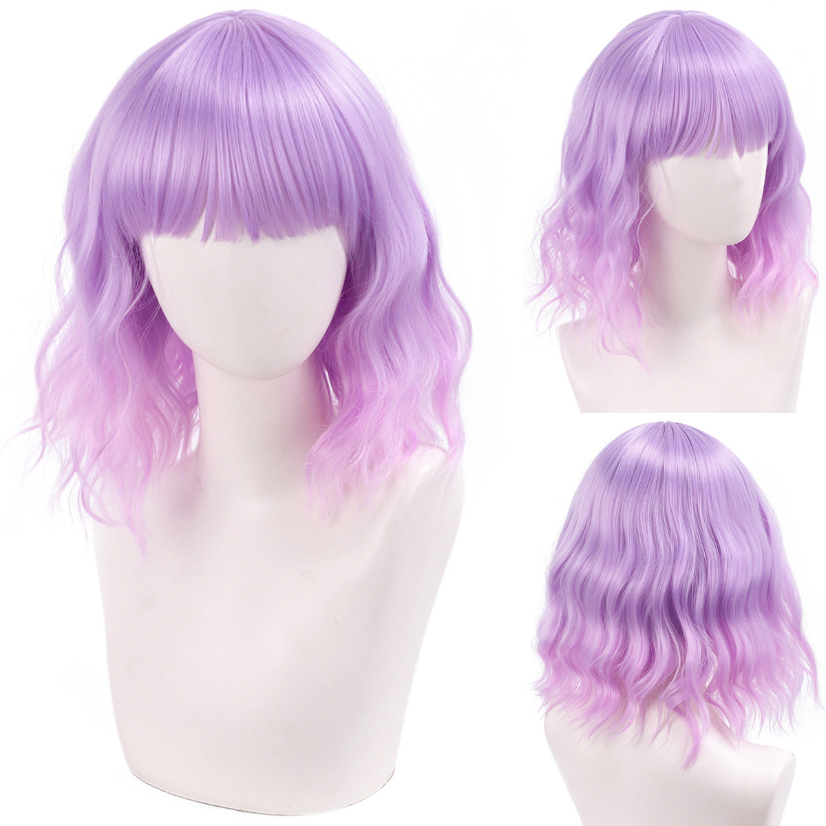 Versatile Comfortable Fringe Festival Water Ripple Wig Short Curly Hair