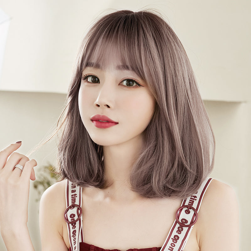 Women's Fluffy Collarbone Length Haircut Cover Mid-length Rinka Wig Short Curly Hair