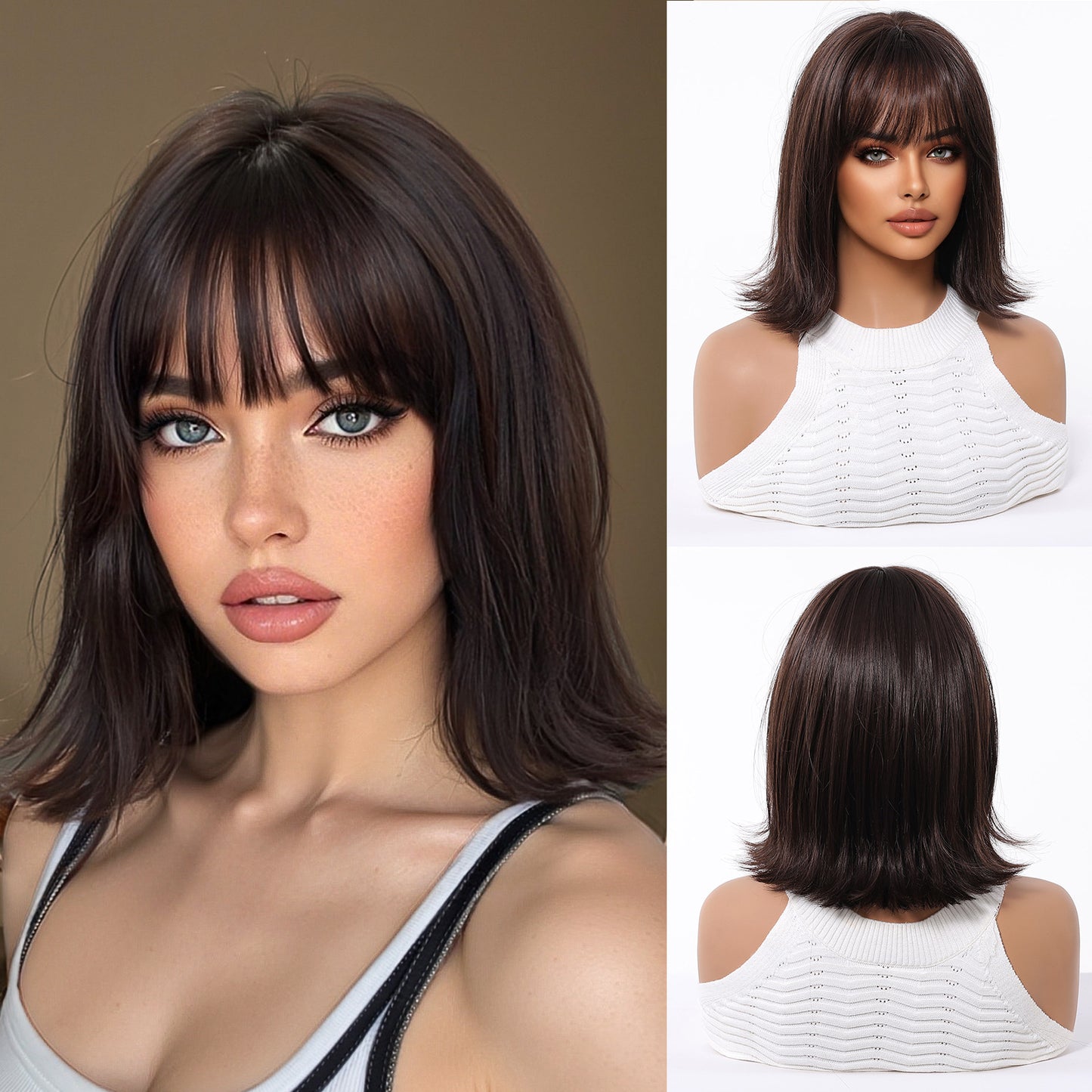 Bangs Female Daily Natural Comfortable High Temperature Resistant Wig Short Straight Hair