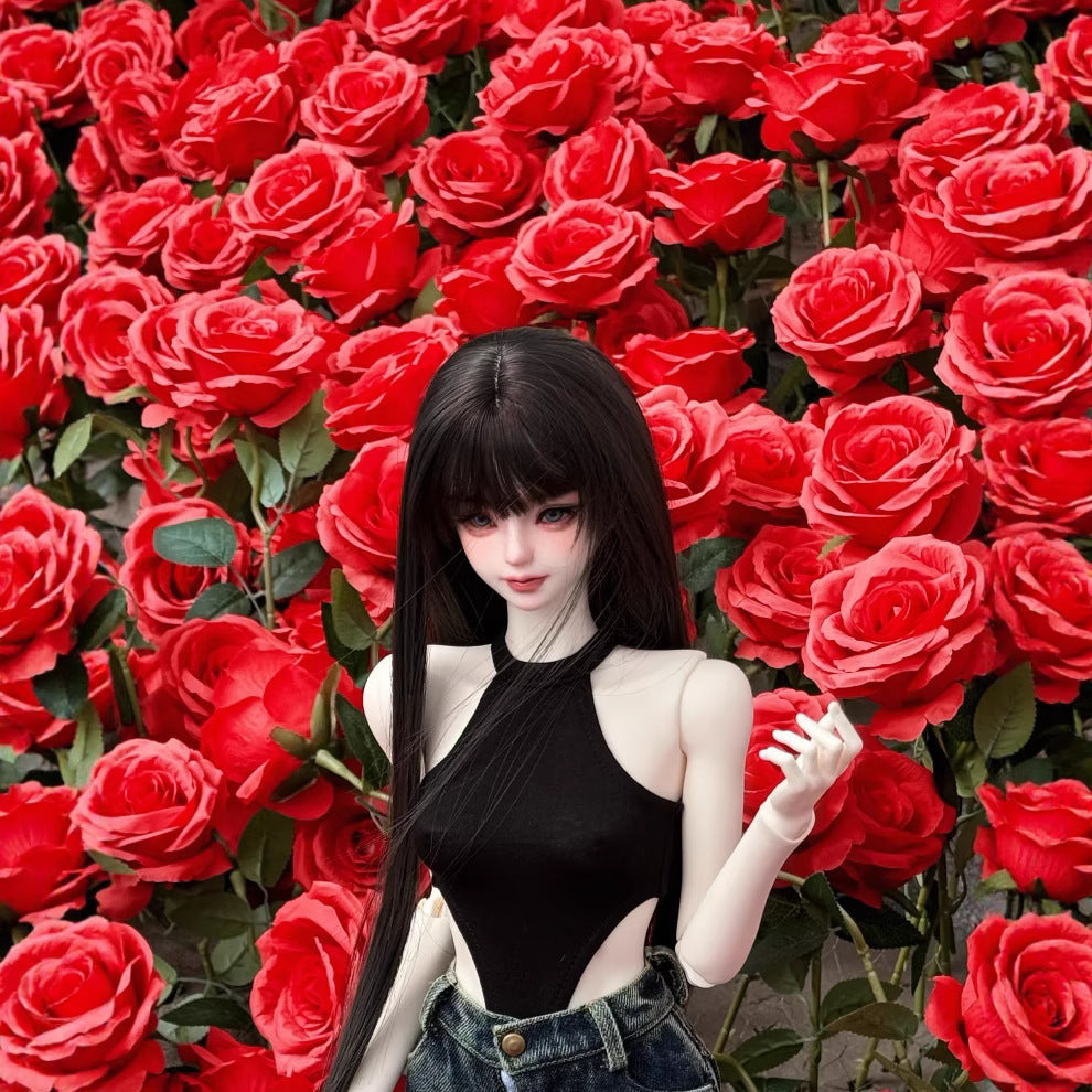 Straight Bangs Long Black Hair Good-looking Cos Wig
