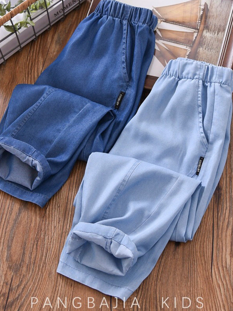 Children's Summer Thin Medium Big Clothing Ice Silk Children's Pants