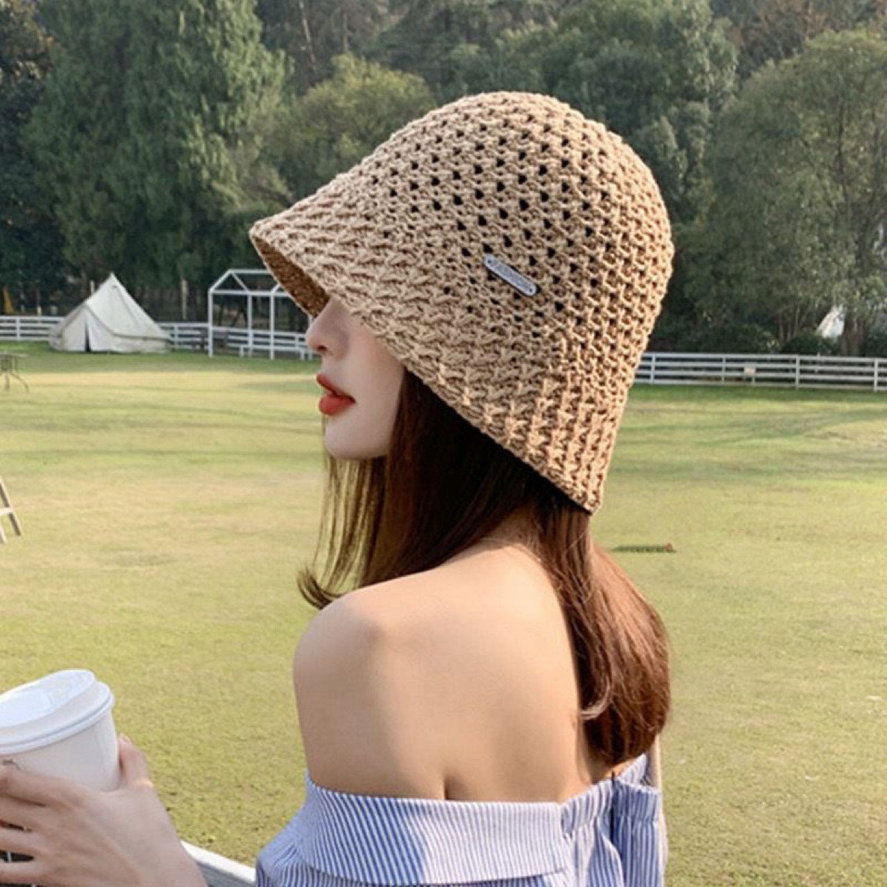 Bucket Hat One-piece Hollow Fashionable Thin Other Wig