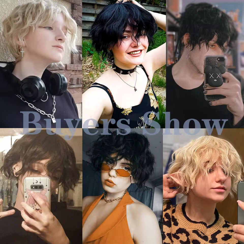 Men's Short Curly Hair Synthetic Fiber Handsome Men's Wig