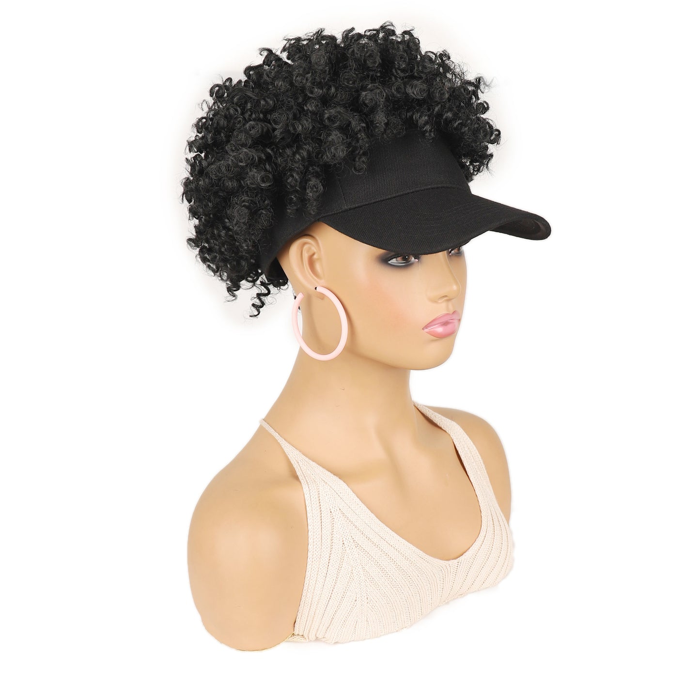 Women's Hat Small Roll Head Cover Screw Spring Wig Short Curly Hair