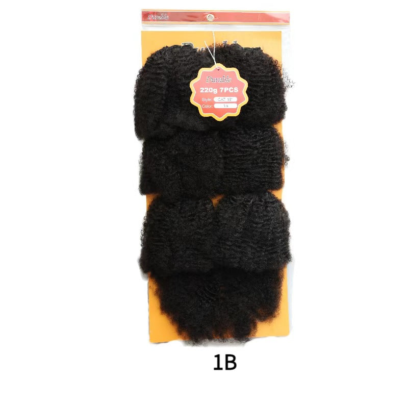 Protein Silk Weft Piece African Long Roll Wig Short Curly Hair