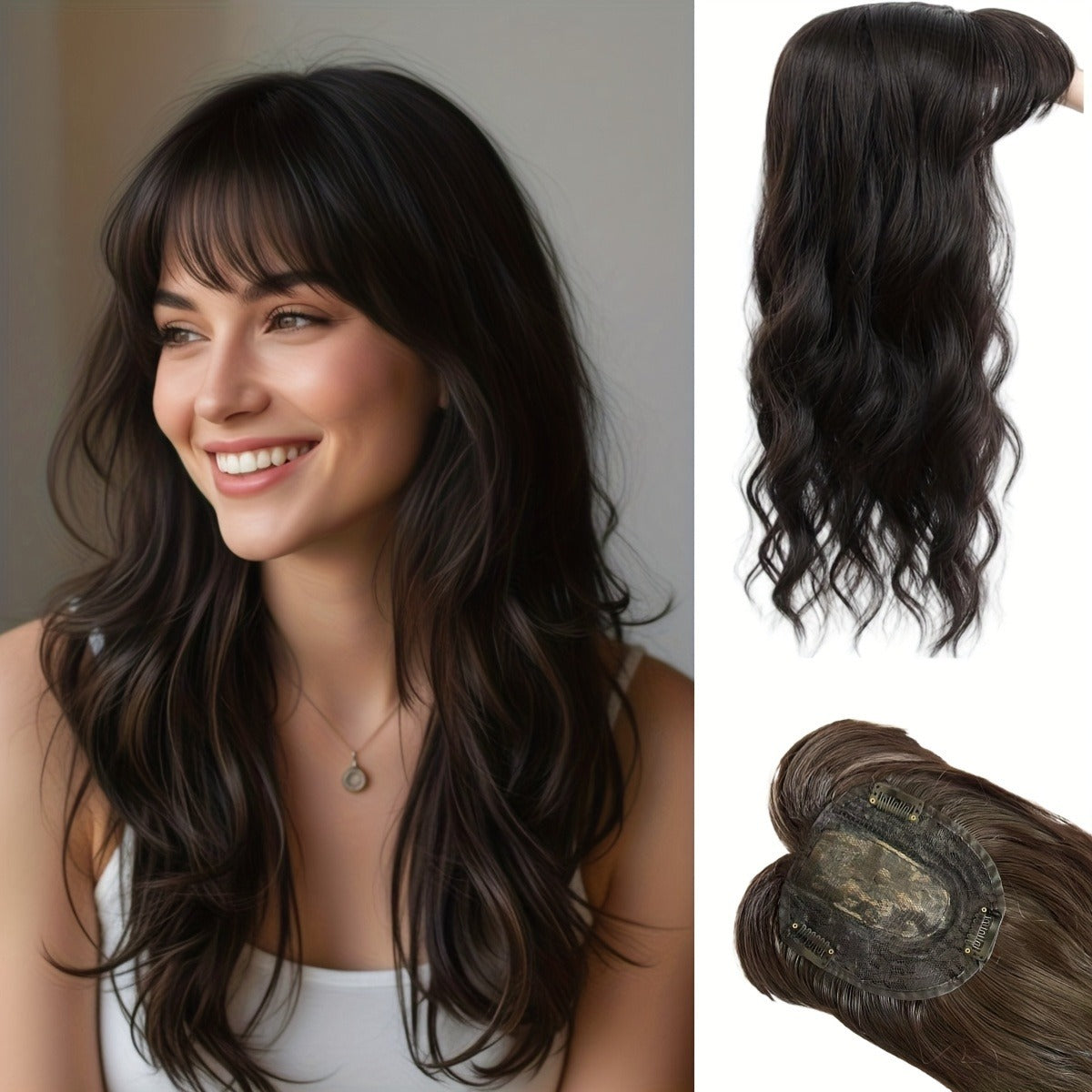 Need To Wear Hair Black Gold Gradient Female Straight Top Wig Long Curls
