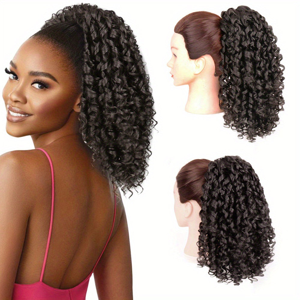 Elastic Ponytail Spring Roll Drawstring African Small Curl Fluffy Wig