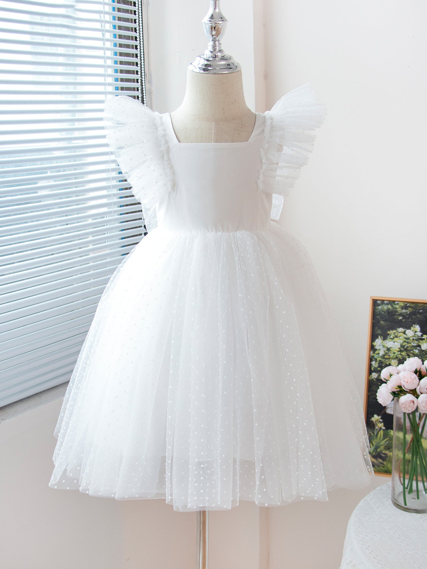 Children's Flying Sleeves Princess Flower Costume Shirt Tulle Children's Dress
