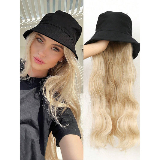 Black Fisherman Hat Water Ripple One-piece Other Wig