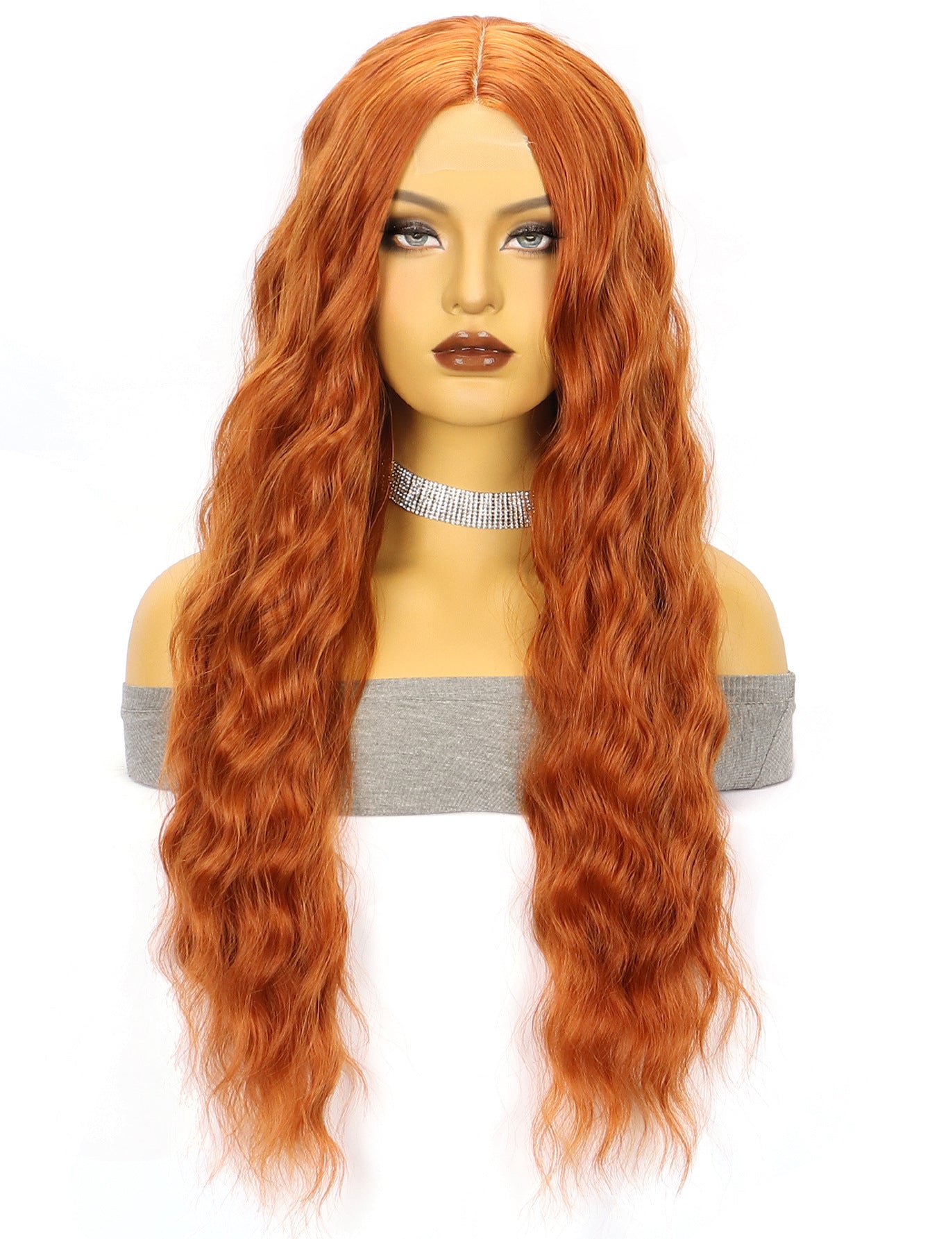 Women's Brown Straight Hair Big Wave Curly Chemical Fiber Front Wig Long Curls