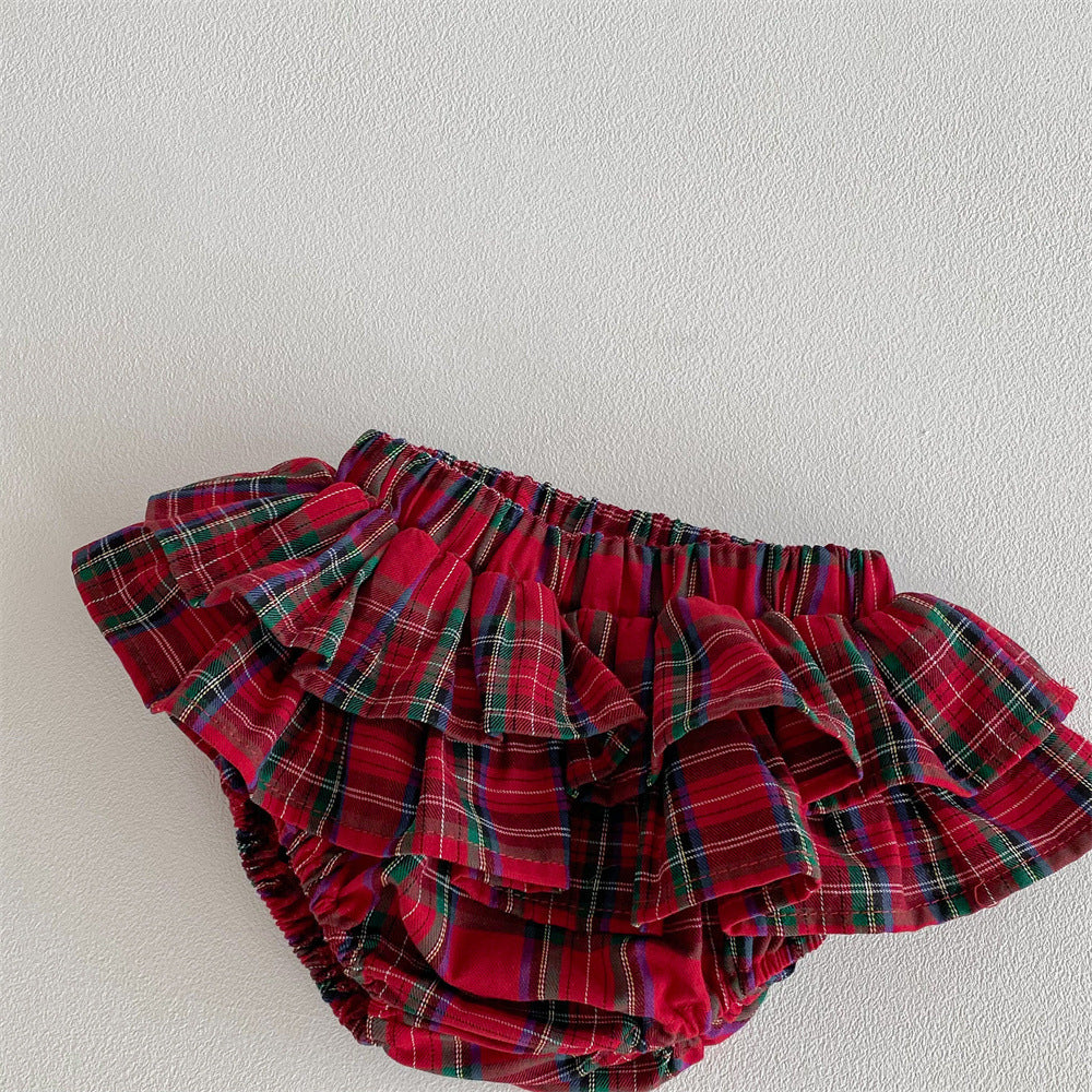Cake Skirt Trousers Christmas Infant Red Plaid Large Children's Pants