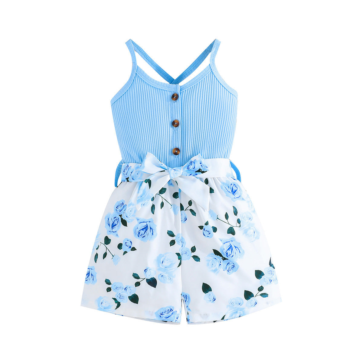 Summer Blue Printing Gallus Siamese Trousers Jumpsuit, Climbing Suit