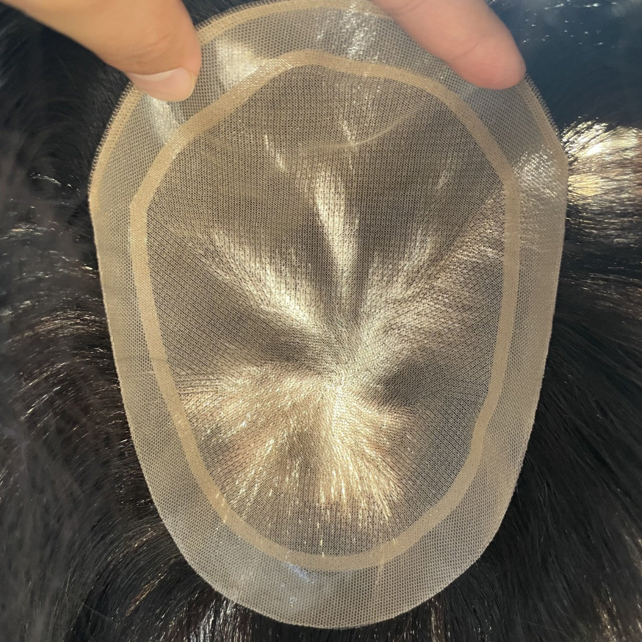 Men's Delivery Needle Full Real Human Hair Hand-woven Plus Rotation Natural Wig