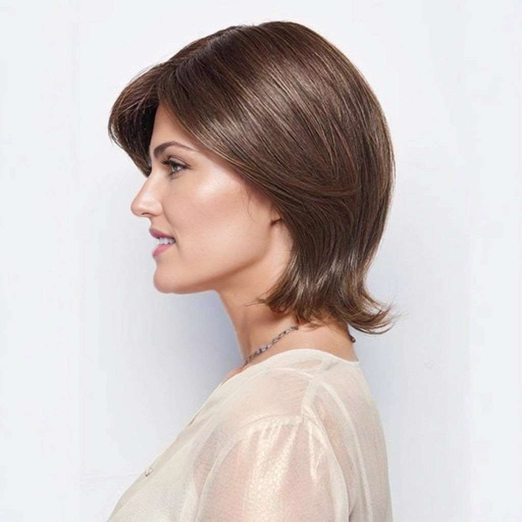 Women's & Men's Hair Fluffy Bangs Split Curly Dark Long Straight Wig