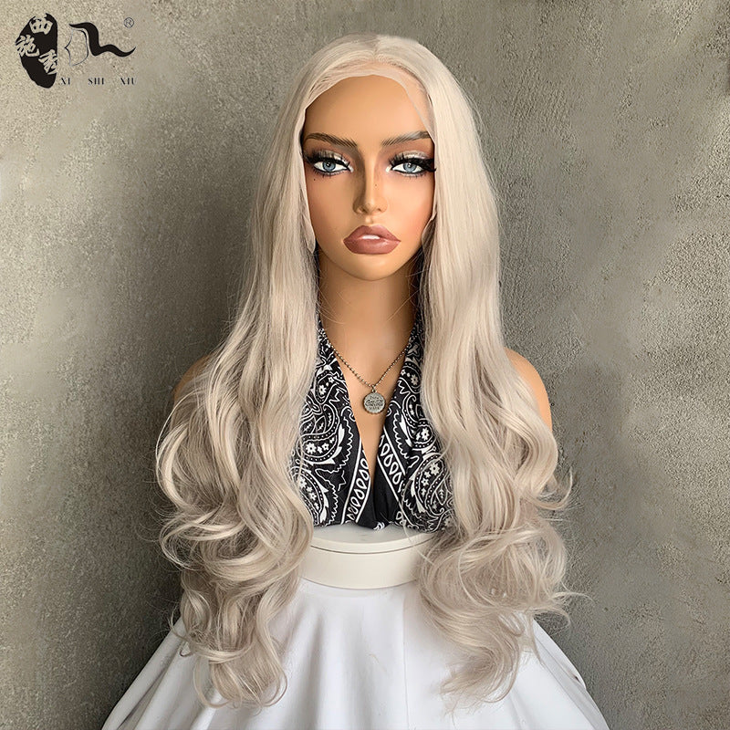 Fashion Front Lace Curly Hair Gradient Color Fiber Wig Long Curls
