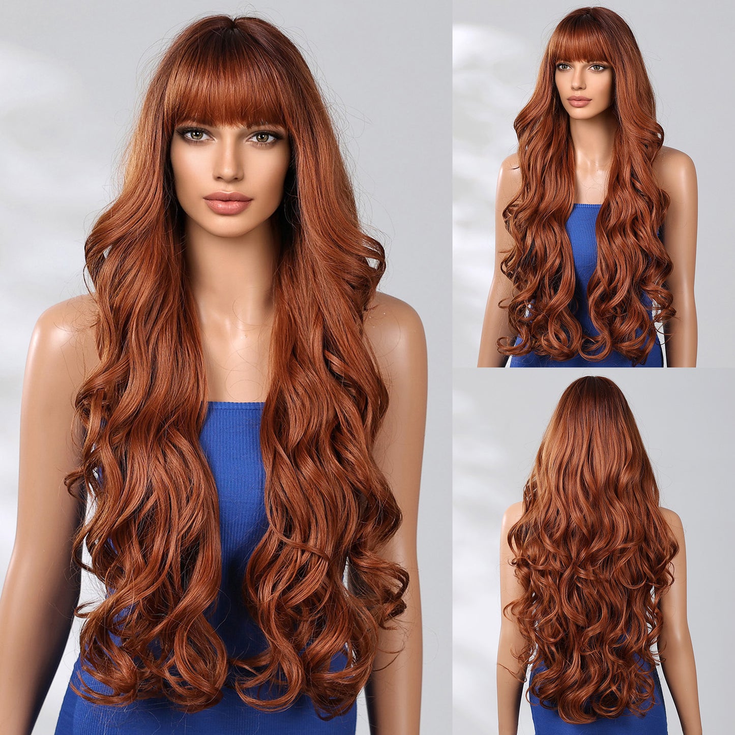 Female Wine-red Curly Hair Big Wave Natural Wig Long Curls