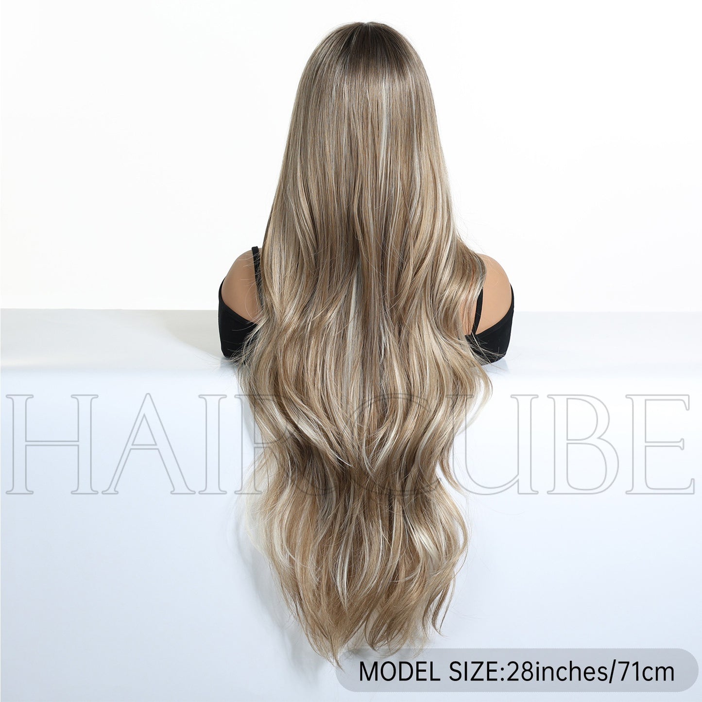Big Wave Highlight Straight Bangs Curly Wig Long Curls