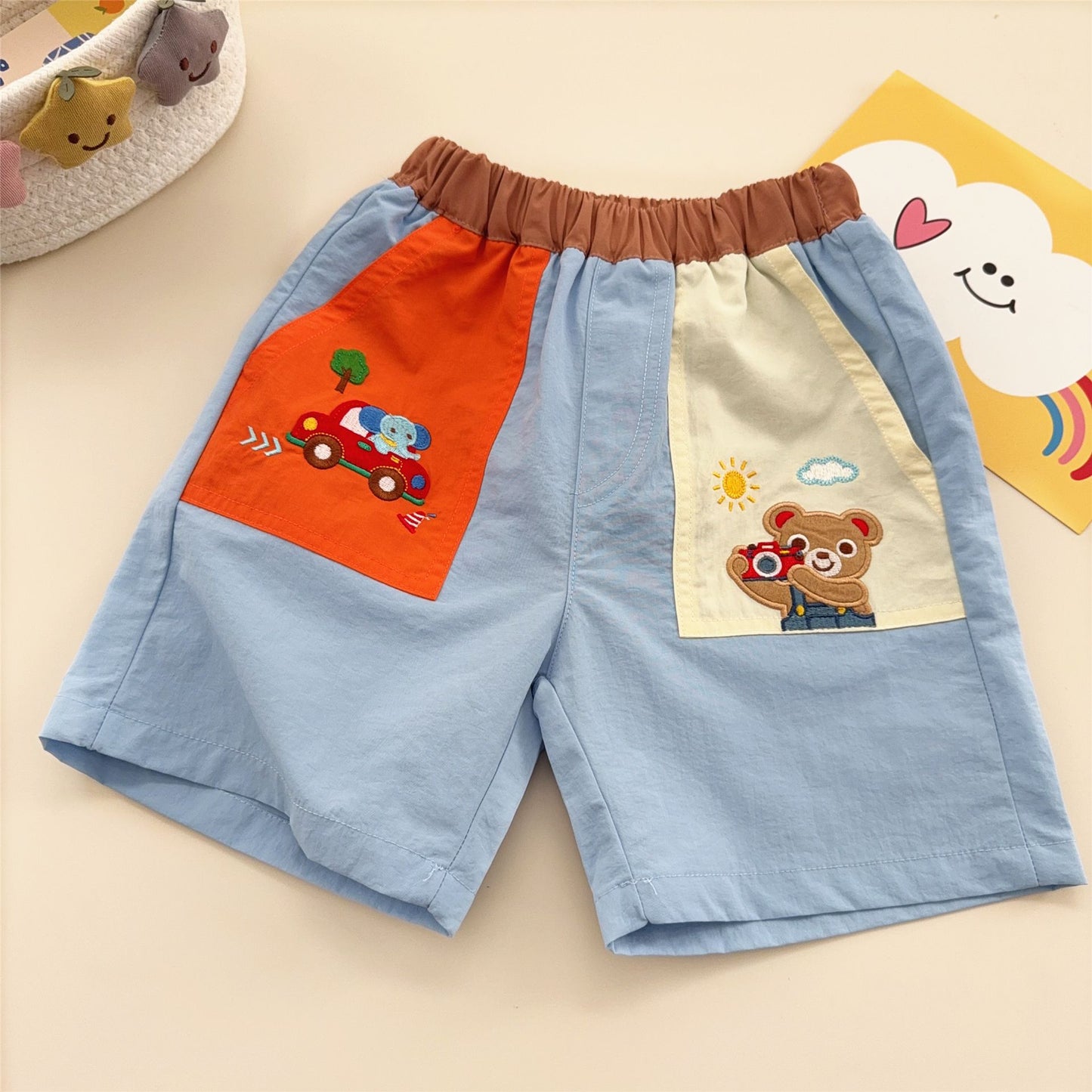 Boys Pocket Summer Cartoon Taking Picture Children's Pants