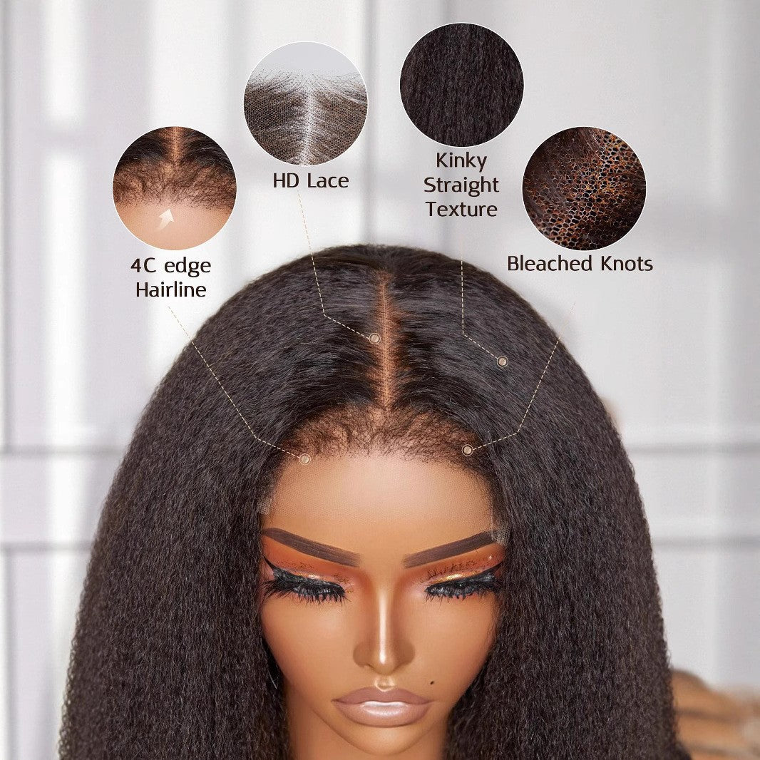 Women's Front Lace Hair Black African Head Long Straight Wig