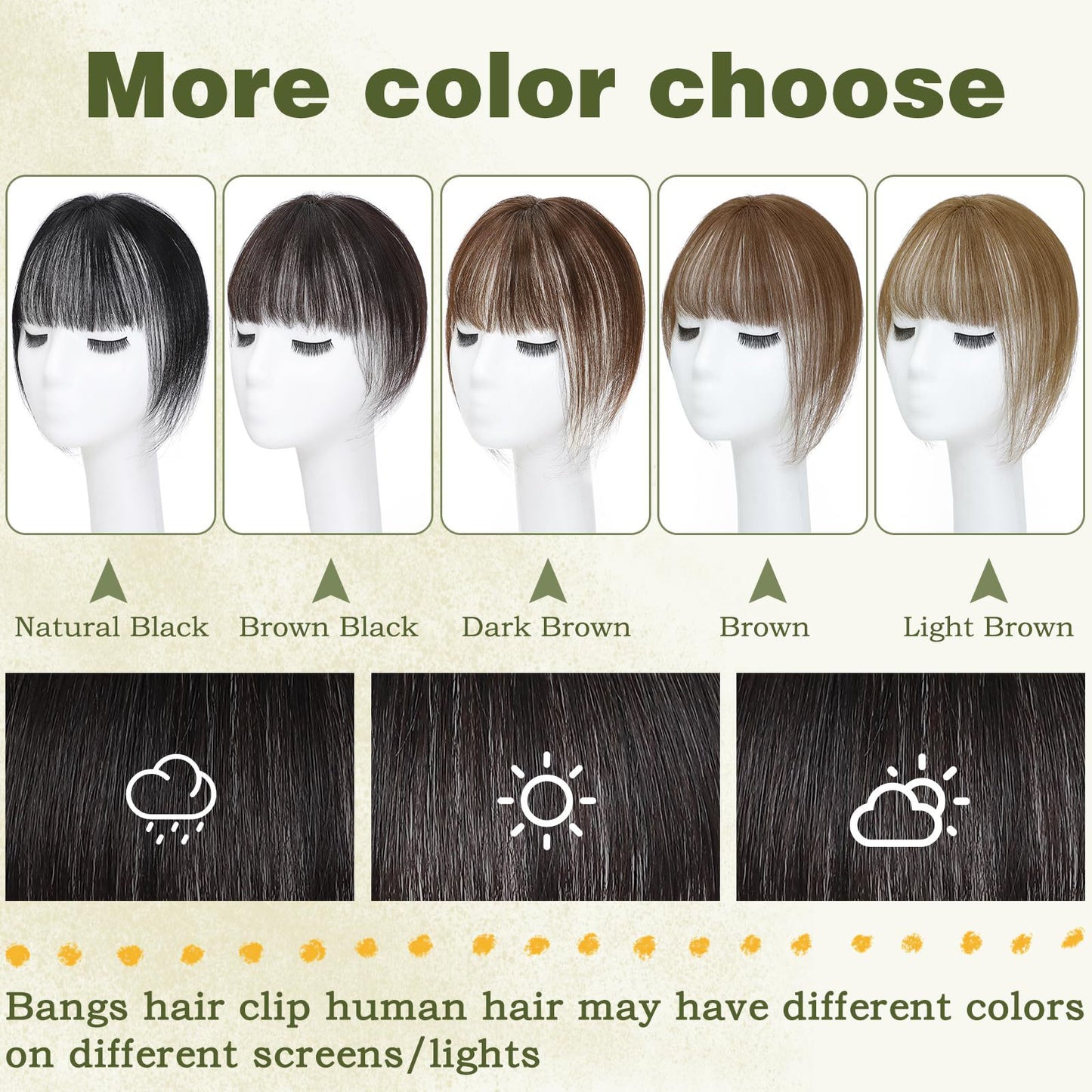French Set Real Hair Straight Female Brown Head Wig Bangs
