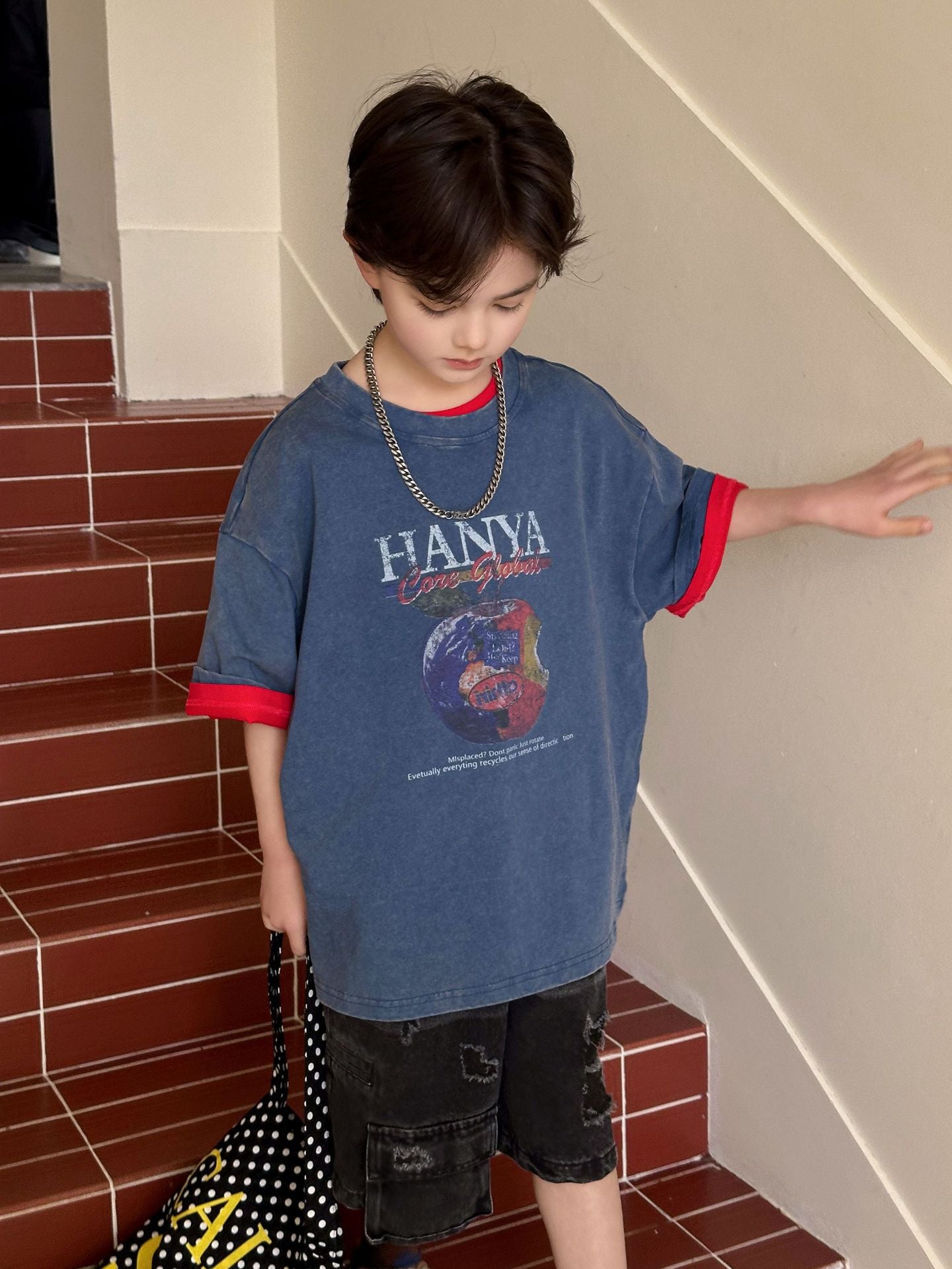Children's Hanya Cotton Short Sleeve Summer Printed Casual Breathable Half Children's T-shirt