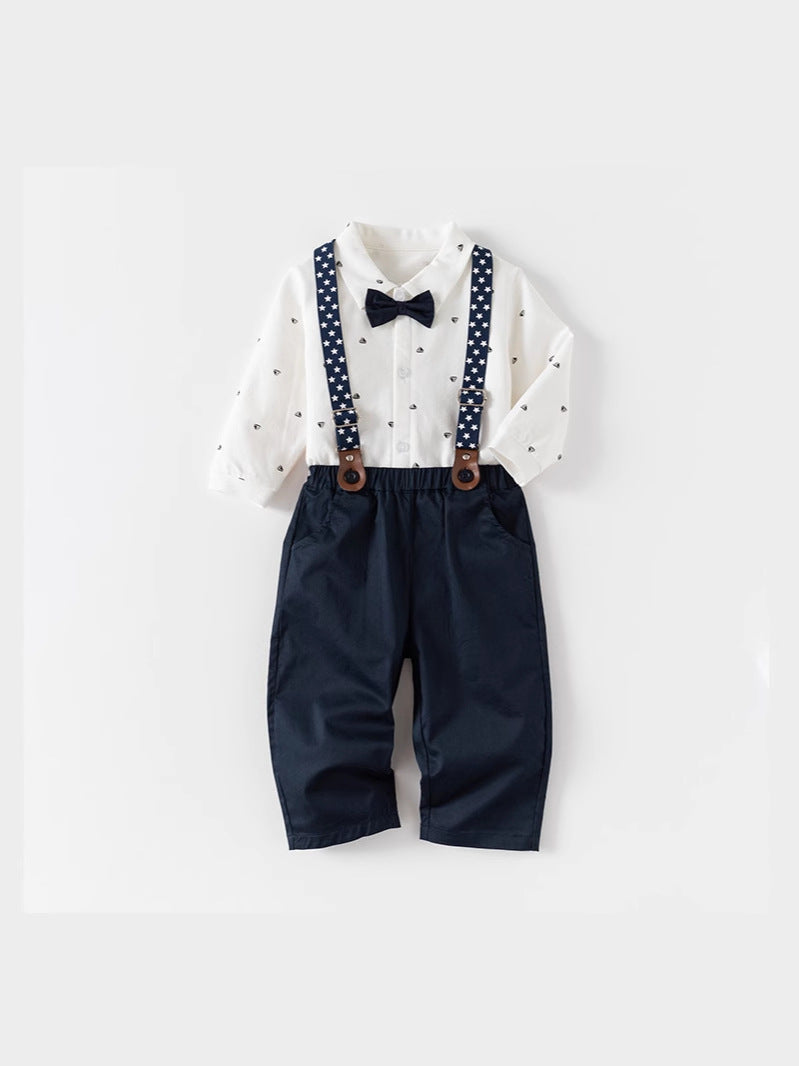 Children's Clothes Banquet Long-sleeved Shirt Suspender Pants Children's Suit