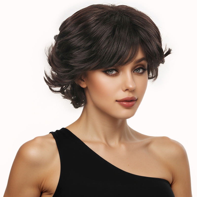 Women's Real Fashion Mom Trendy Set Natural Wig Short Curly Hair