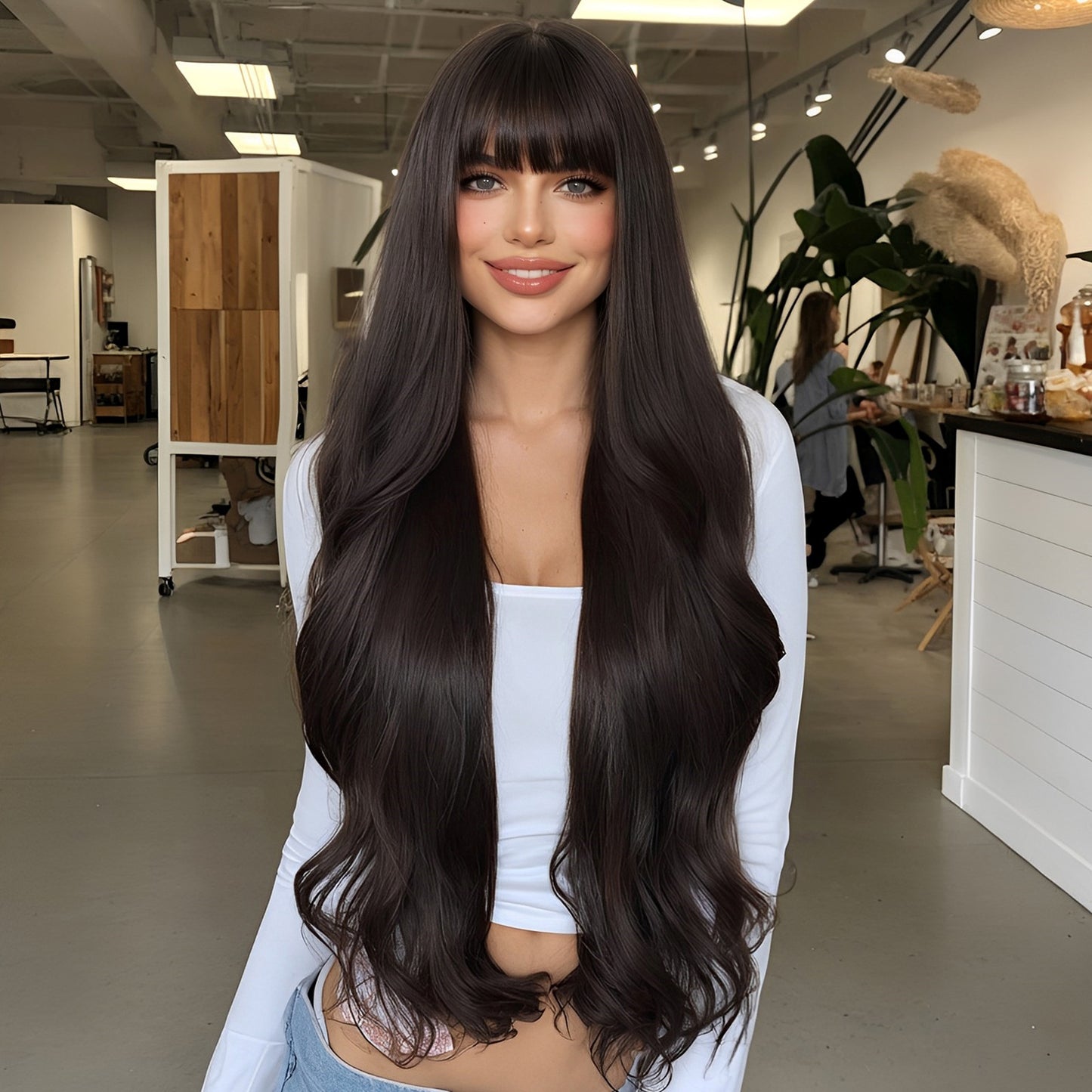 Bangs Curly Hair Dignified Goddess Waist Natural Fluffy Wig Long Curls