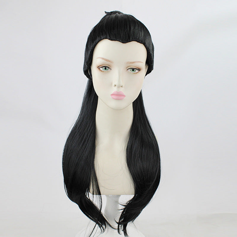 Sier Gradient Green Ponytail Curly Long Hair Winding Cos Wig