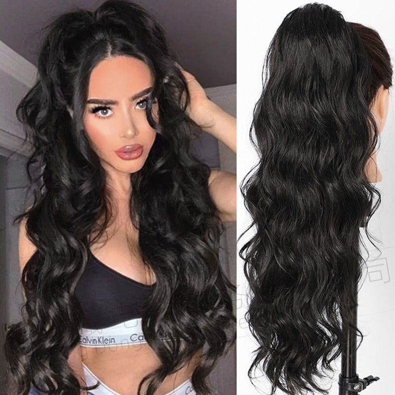 Long Curly Female Drawstring Hair Extension Horse Tail African Big Wig Ponytail