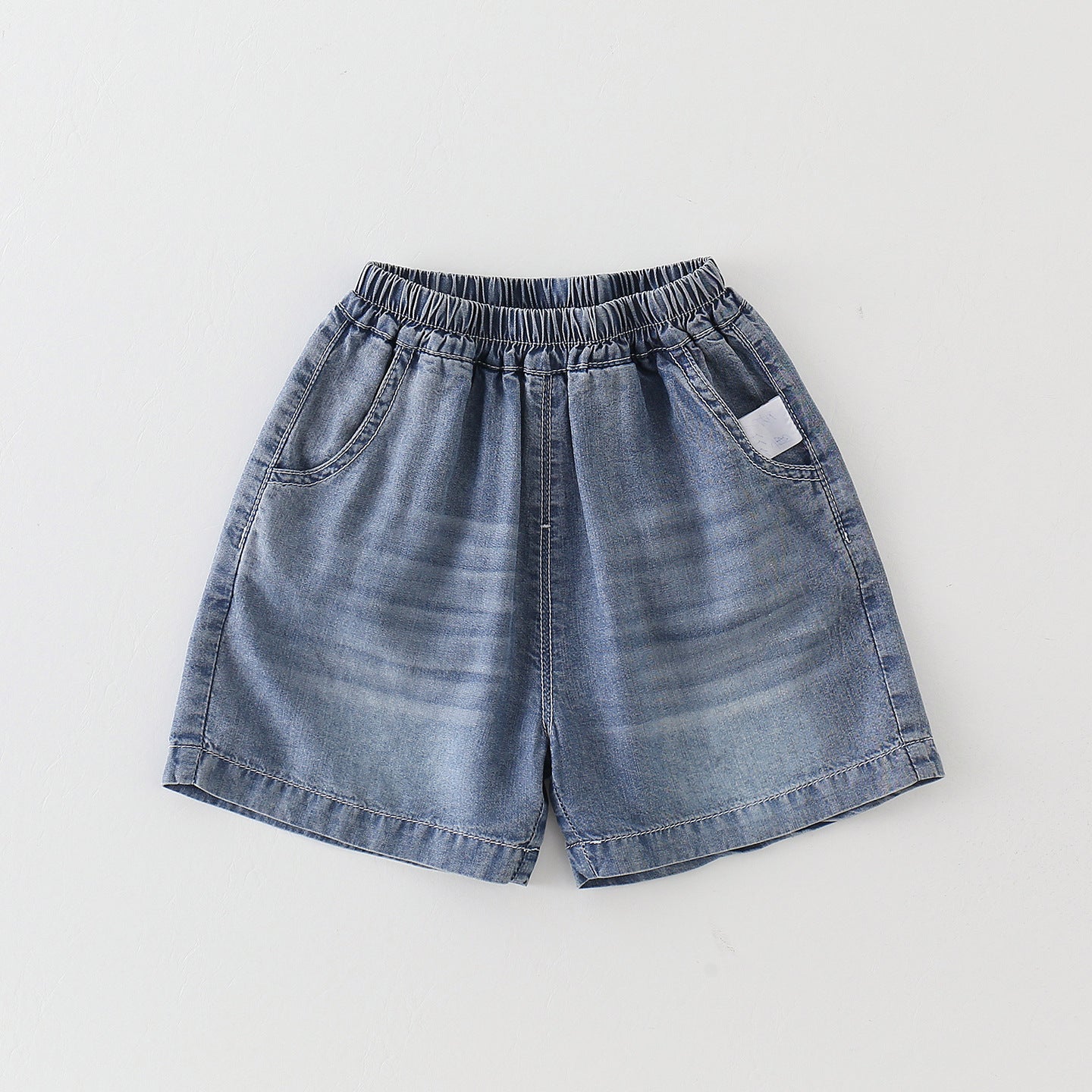 Versatile Top Korean Raglan Sleeve T-shirt Denim Shorts Two-piece Children's Suit