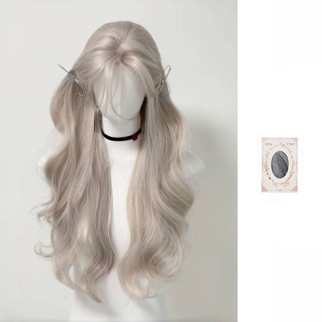Women's Mid-length Bangs Curly Hair Japonica Rice Wig Long Curls