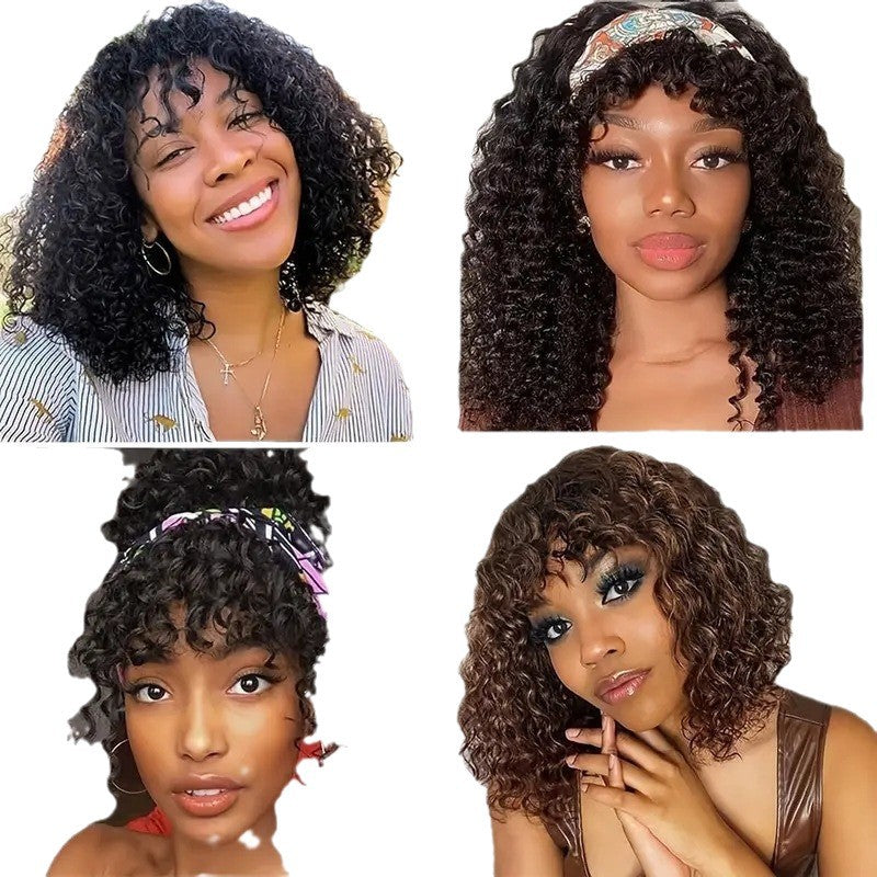 Women's Straight Bangs Small Fiber Chemical Front Wig Short Curly Hair