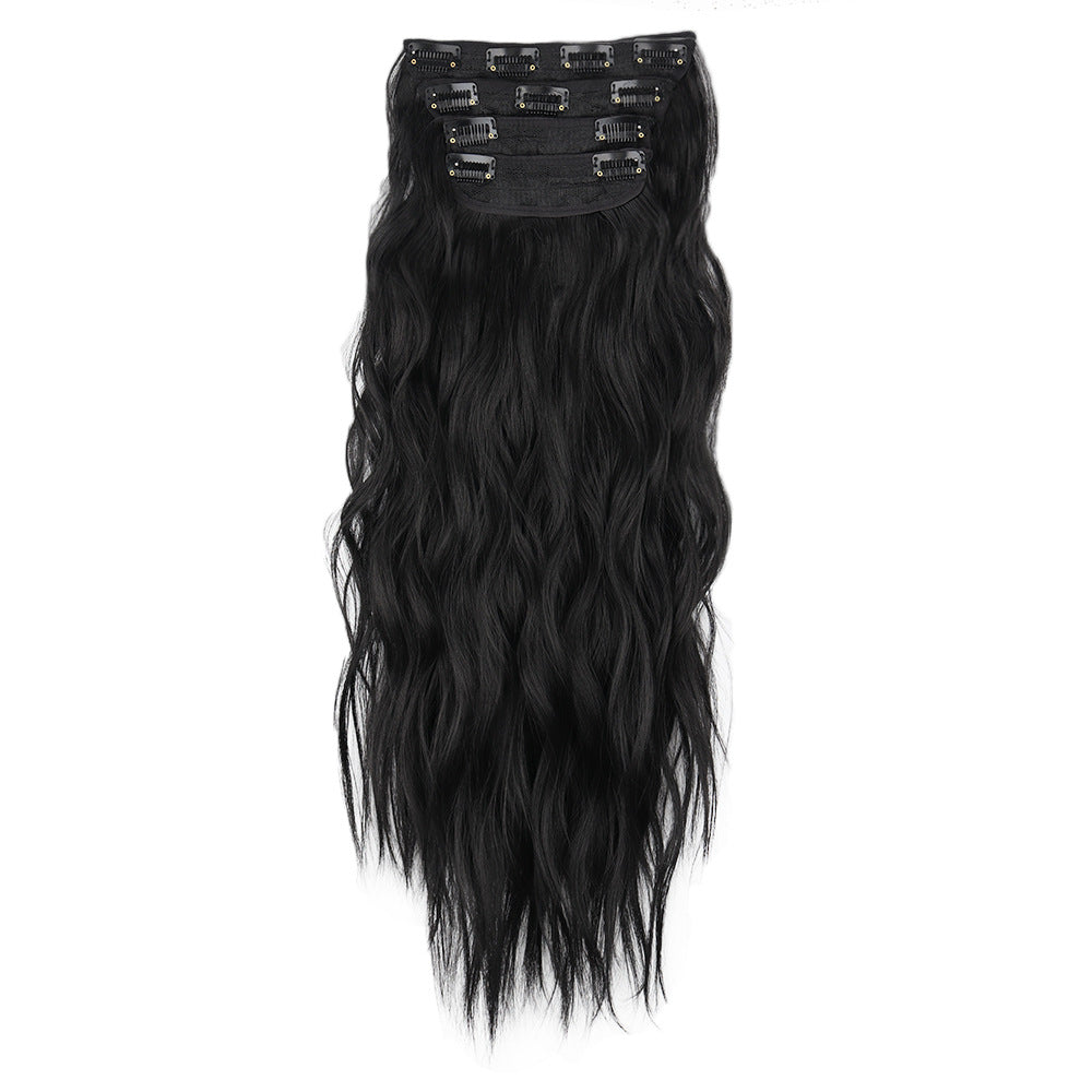 Long Curly Hair Set Hairpiece Clip Big Wave Wig