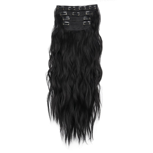 Long Curly Hair Set Hairpiece Clip Big Wave Wig