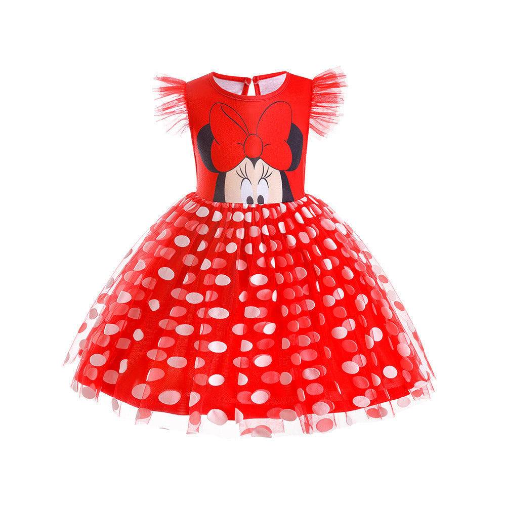 Children's Mouse Mesh Bubble Skirt Cute Polka Children's Dress