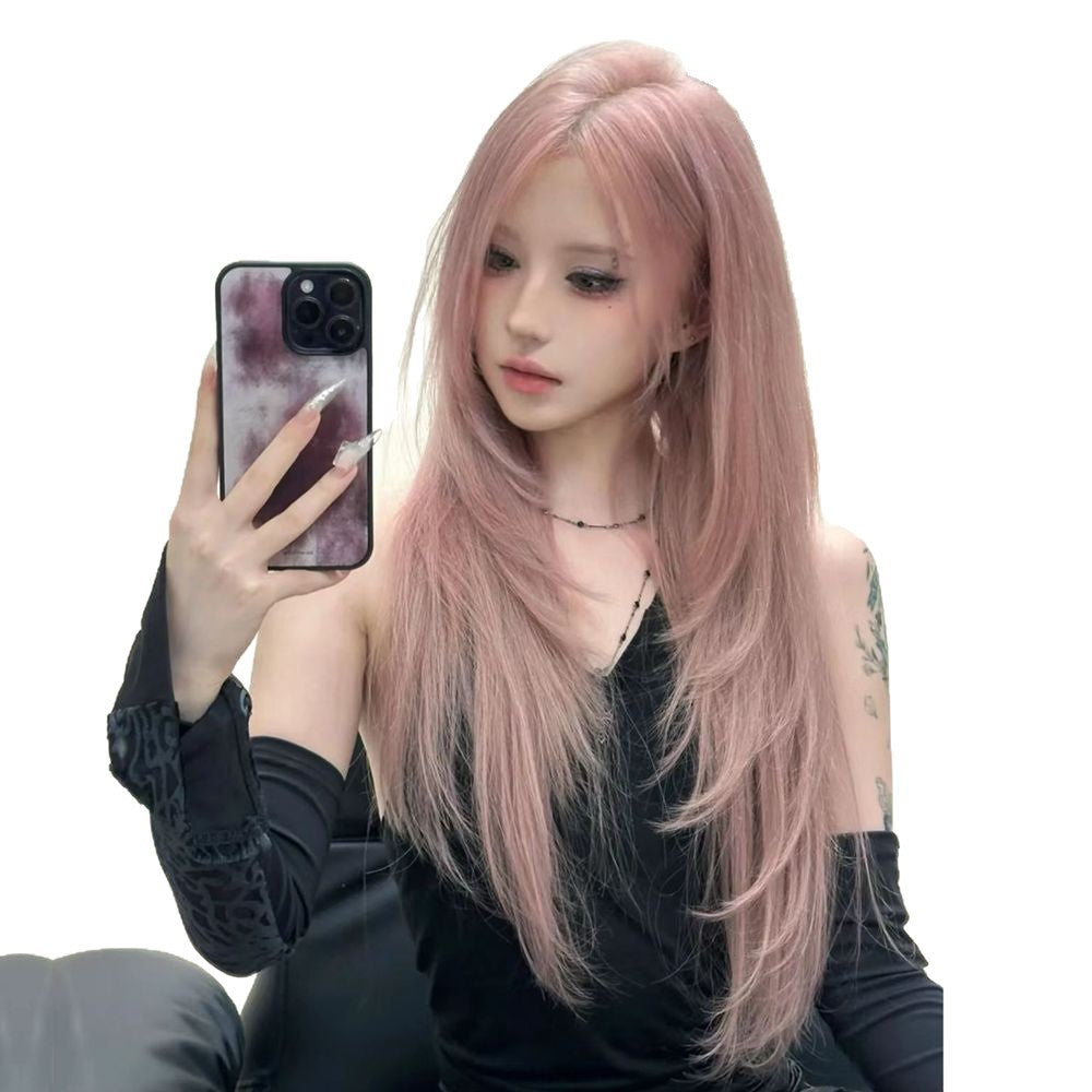 Pink Female Hair Hot Lolita Fashion Long Straight Wig