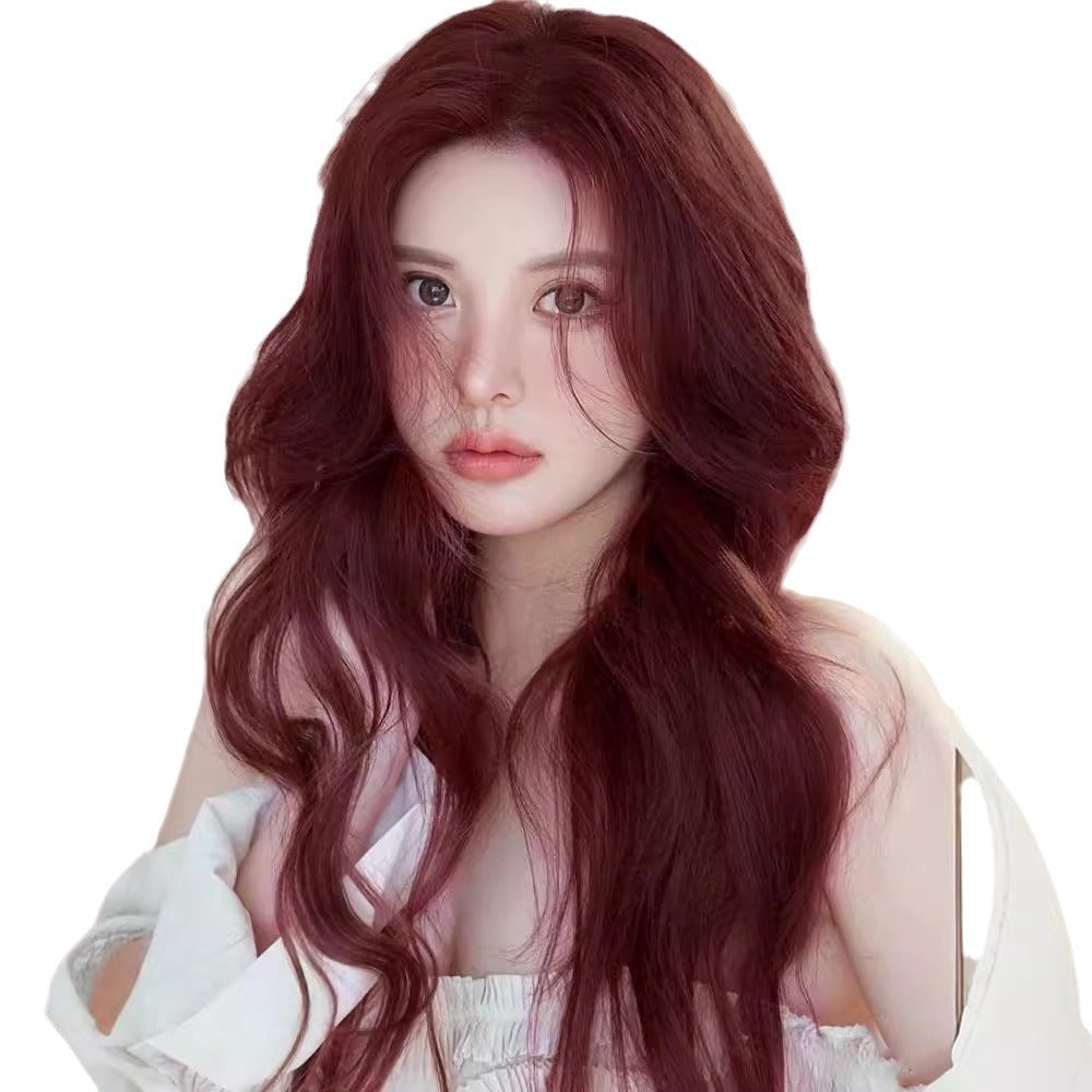 Female Hair Raspberry Red Medium Curly Wig Long Curls