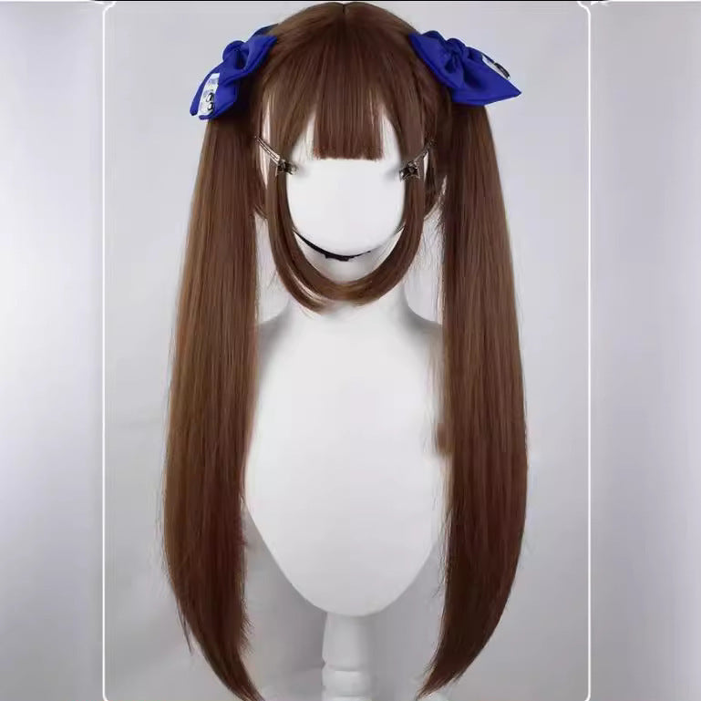 Summer Green Tea Burnt Brown Soft Natural Princess Cut Long Straight Wig