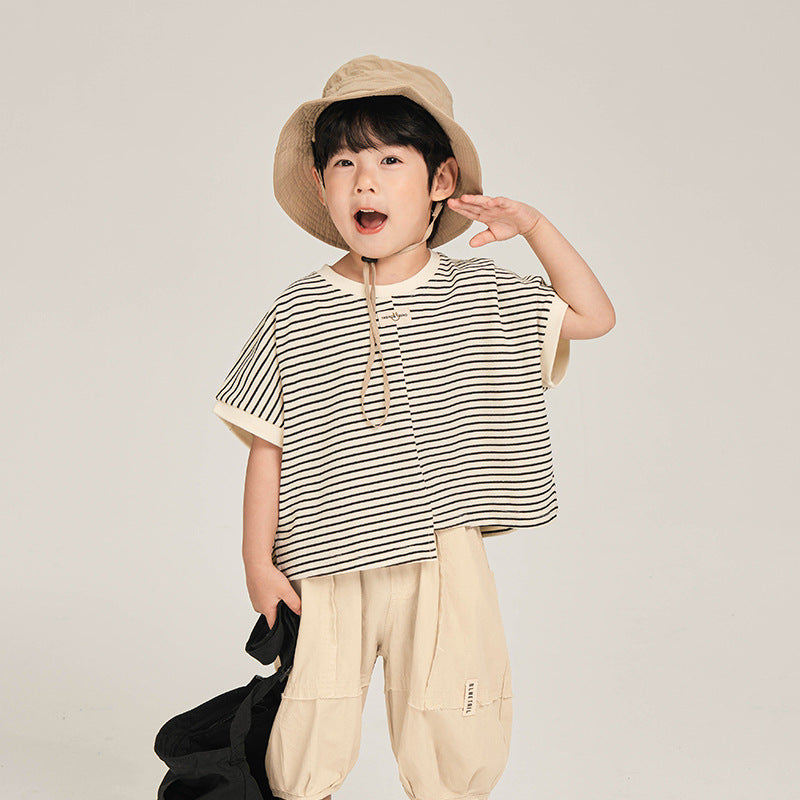 Children's Short-sleeved Summer Striped Half Sleeve Top Children's T-shirt