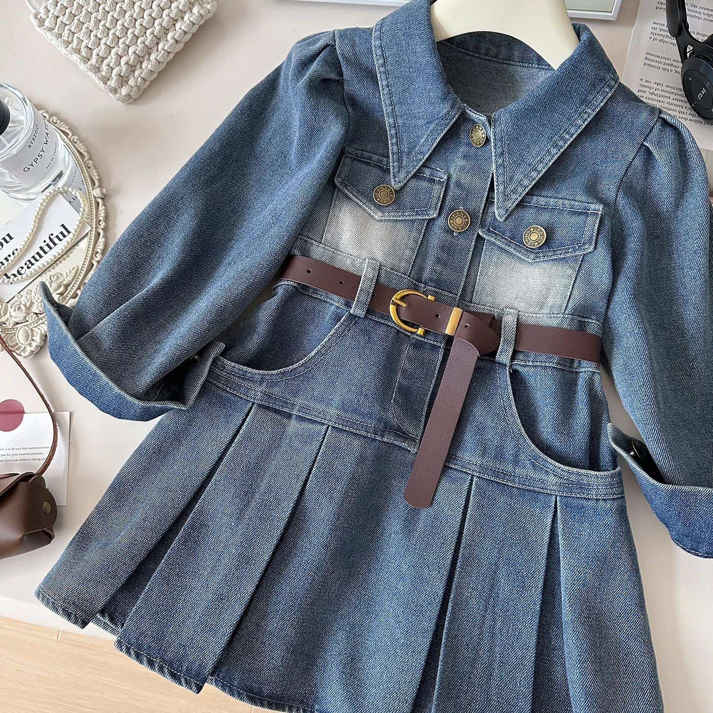 Classic Children's Autumn Denim Korean Princess Children's Dress